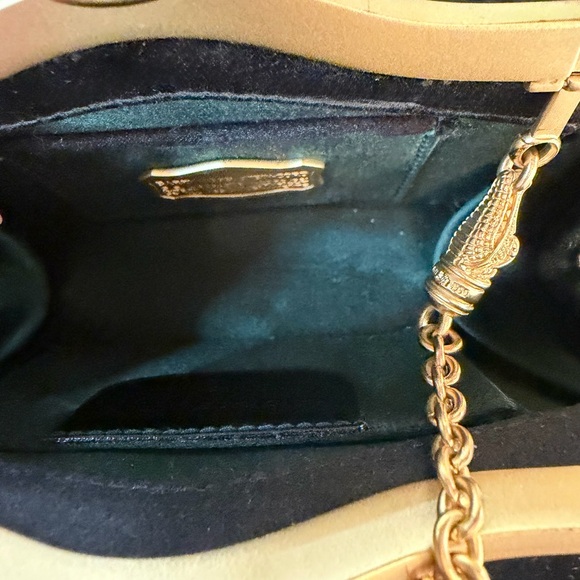 Chic Black satin with Gold alligator accents Women's Clutch - Picture 5 of 7